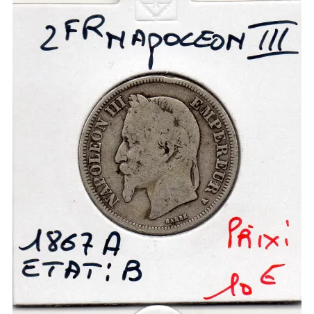 2 francs Napoléon III tête laurée 1867 A Paris B