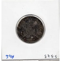 1 franc Napoléon III tête laurée 1867 BB Strasbourg TTB-