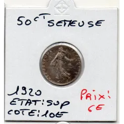 50 centimes Semeuse Argent 1920 Sup