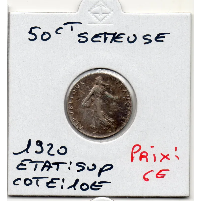 50 centimes Semeuse Argent 1920 Sup 50 centimes Semeuse Argent 1920 Sup