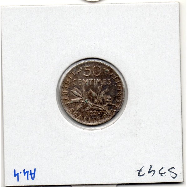 50 centimes Semeuse Argent 1920 Sup