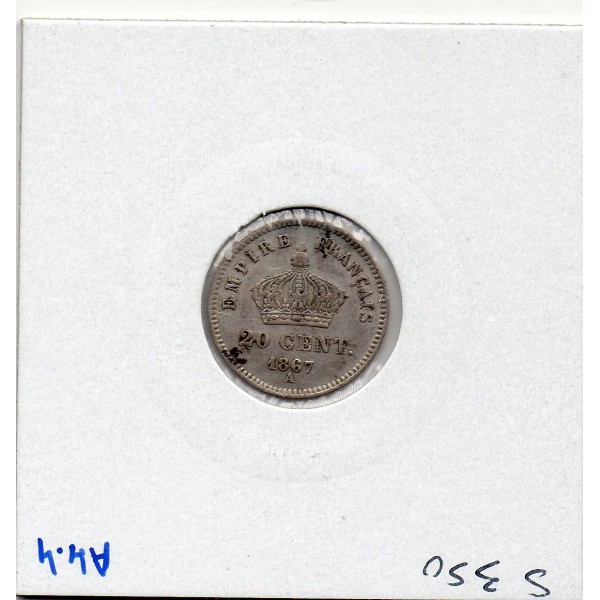 20 centimes Napoléon III tête laurée 1867 A Paris Sup-