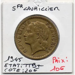 5 francs Lavrillier 1945 TTB+