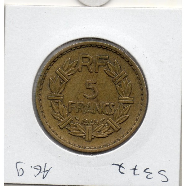 5 francs Lavrillier 1945 TTB+