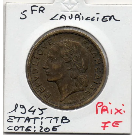 5 francs Lavrillier 1945 TTB