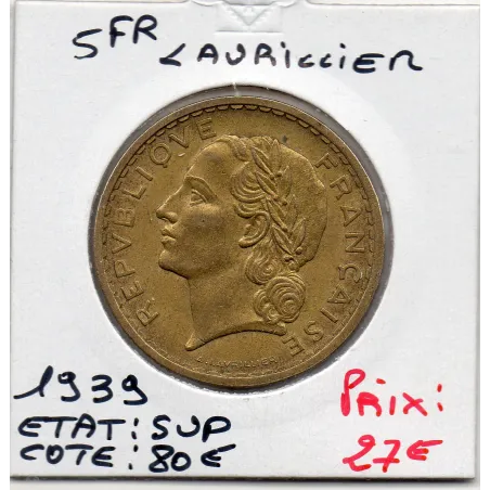 5 francs Lavrillier 1939 sup