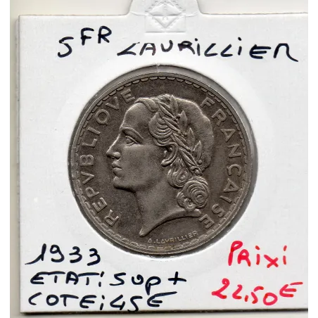 5 francs Lavrillier 1933 Sup+