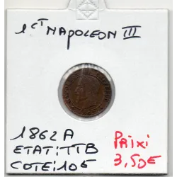 1 centime Napoléon III tête laurée 1862 A Paris TTB