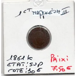 1 centime Napoléon III tête laurée 1861 K Bordeaux Sup-