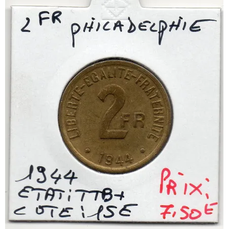2 francs Philadelphie France Libre 1944 TTB+