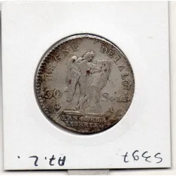 30 Sols Constitution Louis XVI 1791 A paris 1er semestre TB+