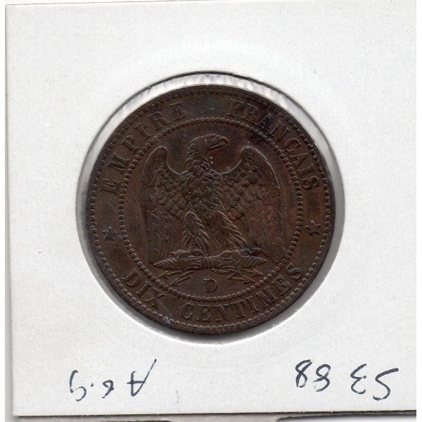 10 centimes Napoléon III tête nue 1855 D chien Lyon TTB- nettoyage