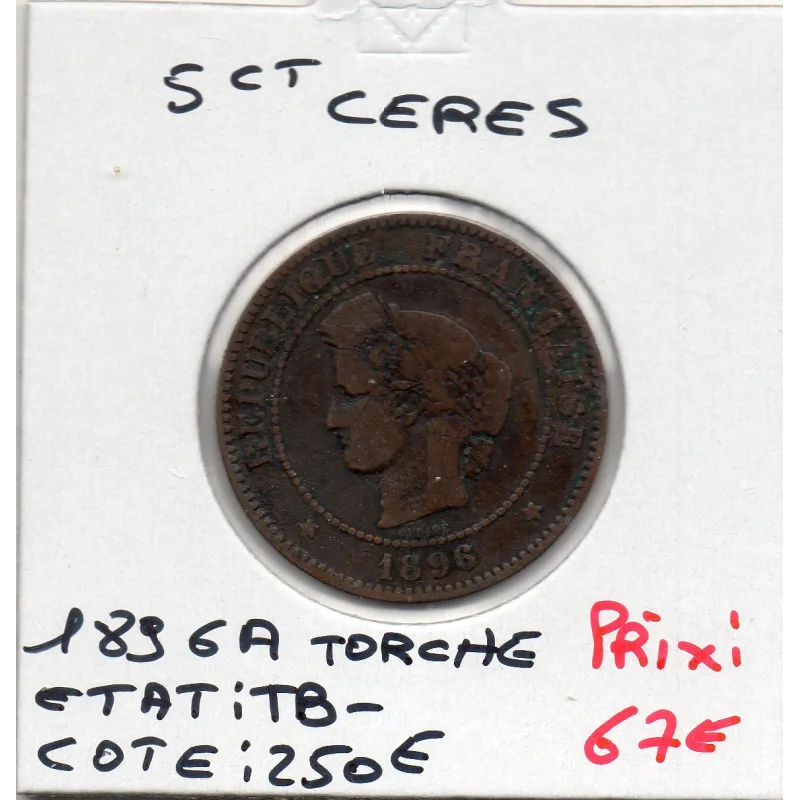 5 centimes Cérès 1896 Torche TB- 5 centimes Cérès 1896 Torche TB-