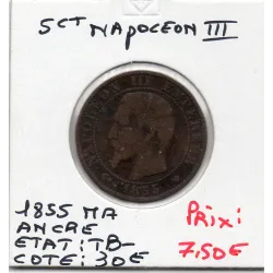 5 centimes Napoléon III tête nue 1855 MA ancre Marseille TB-
