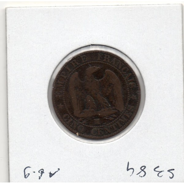 5 centimes Napoléon III tête nue 1855 MA ancre Marseille TB-