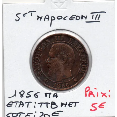 5 centimes Napoléon III tête nue 1856 MA Marseille TTB nettoyé