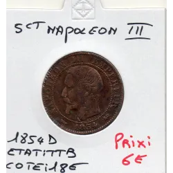 5 centimes Napoléon III tête nue 1854 D Lyon TTB