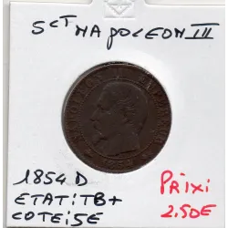 5 centimes Napoléon III tête nue 1854 D Lyon TB+