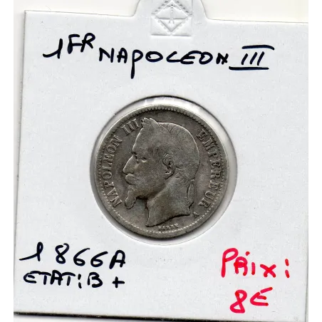 franc Napoléon III tête laurée 1866 A Paris B+