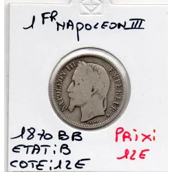1 franc Napoléon III tête laurée 1870 BB Strasbourg B
