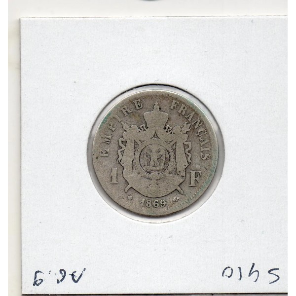 1 franc Napoléon III tête laurée 1869 BB Strasbourg B