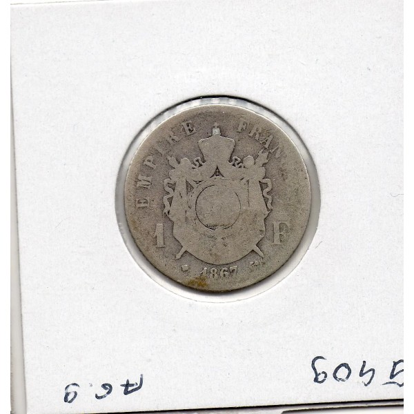 1 franc Napoléon III tête laurée 1867 BB Strasbourg B