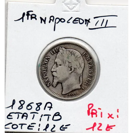 1 franc Napoléon III tête laurée 1868 A Paris TB