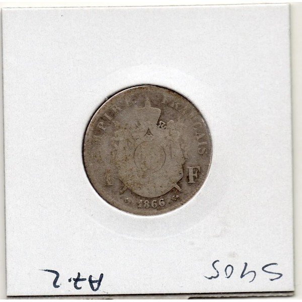 1 franc Napoléon III tête laurée 1866 BB Strasbourg B,