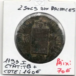 f 2 sols aux balances 1793 I Limoges TB+