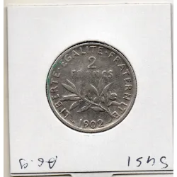 2 Francs Semeuse Argent 1902 TTB- nettoyée