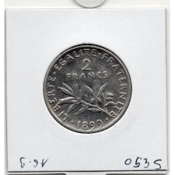 2 Francs Semeuse Argent 1899 TTB nettoyée