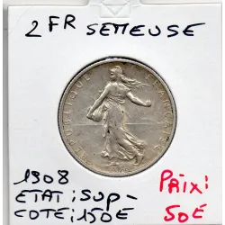 2 Francs Semeuse Argent 1908 Sup-