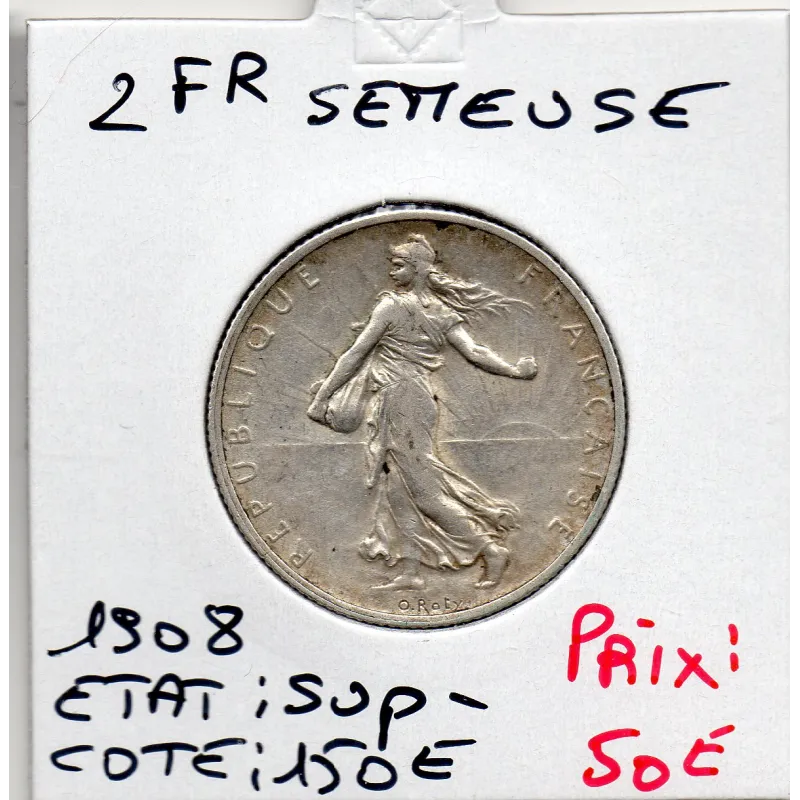 2 Francs Semeuse Argent 1908 Sup- 2 Francs Semeuse Argent 1908 Sup-