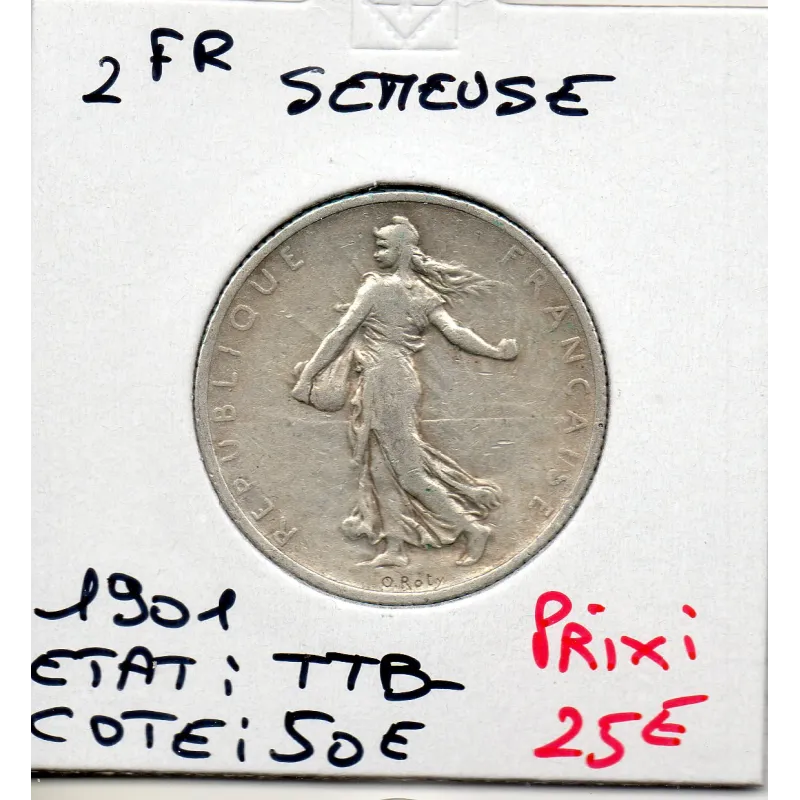 2 Francs Semeuse Argent 1901 TTB- 2 Francs Semeuse Argent 1901 TTB-