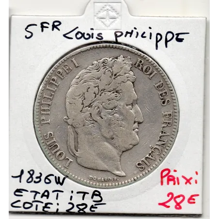 5 francs Louis Philippe 1836 W Lille TB