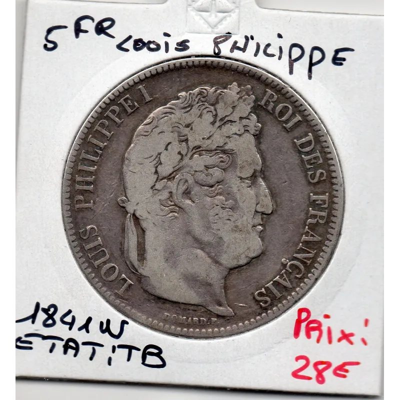 5 francs Louis Philippe 1841 W Lille TB 5 francs Louis Philippe 1841 W Lille TB