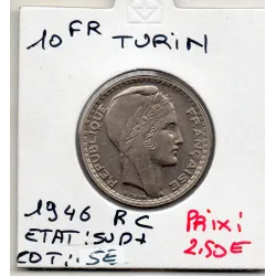10 francs Turin 1946 rameaux court Sup+