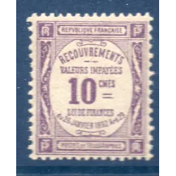 Timbre France Taxes Yvert 44 Type Recouvrement 10c Violet neuf **
