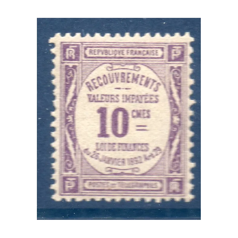 Timbre France Taxes Yvert 44 Type Recouvrement 10c Violet neuf **