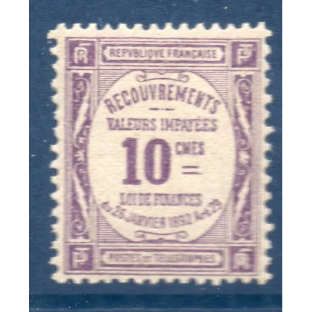 Timbre France Taxes Yvert 44 Type Recouvrement 10c Violet neuf **