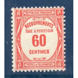 Timbre France Taxes Yvert 58 Type Recouvrement 60c Rouge neuf **