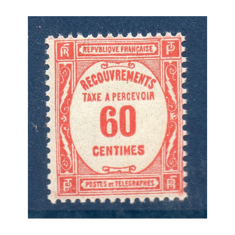 Timbre France Taxes Yvert 58 Type Recouvrement 60c Rouge neuf **