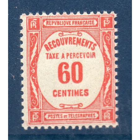 Timbre France Taxes Yvert 58 Type Recouvrement 60c Rouge neuf **