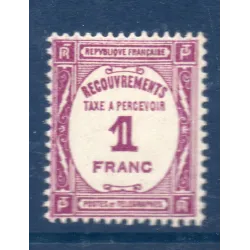 Timbre France Taxes Yvert 59 Type Recouvrement 1f lilas neuf **