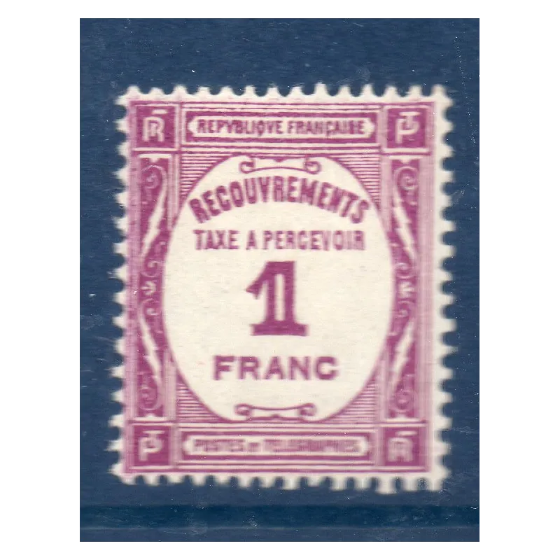 Timbre France Taxes Yvert 59 Type Recouvrement 1f lilas neuf **
