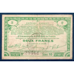 Bon emprunt 70 communes (Départ 59-62-80) 2 francs, TB, 23.4.1915 Pirot 62-71 Billet