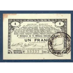 Bon emprunt 70 communes (Départ 59-62-80) 1 franc, TTB, 23.4.1915 Pirot 62-79 Billet