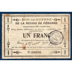 Bon guerre Région Péronne 1 franc, B, 2.9.1915 Pirot 80-414 Billet