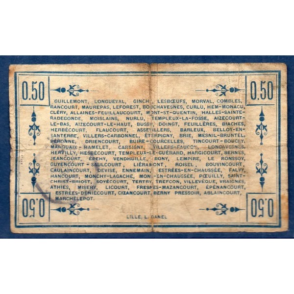 Bon guerre Région Péronne 50 centimes, B, 2.9.1915 Pirot 80-413 Billet