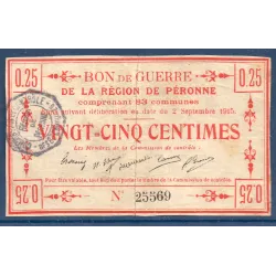 Bon guerre Région Péronne 25 centimes, TB, 2.9.1915 Pirot 80-412 Billet